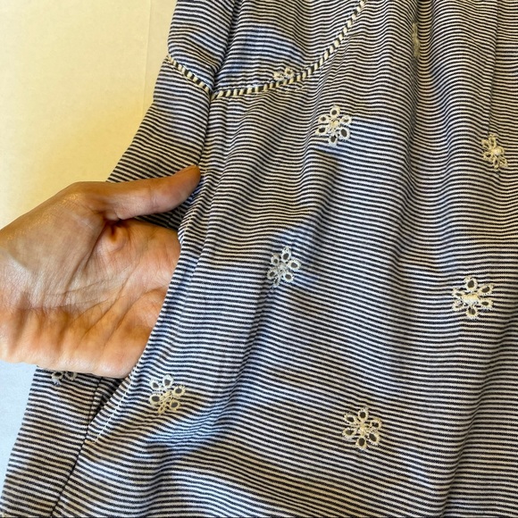 Zara 100% cotton bell sleeve eyelet mini dress with pockets medium, blue - Picture 8 of 10